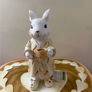 Cotton & Co Resin Easter Rabbit in Carrot Bath Robe with Coffee & Bunny Slippers